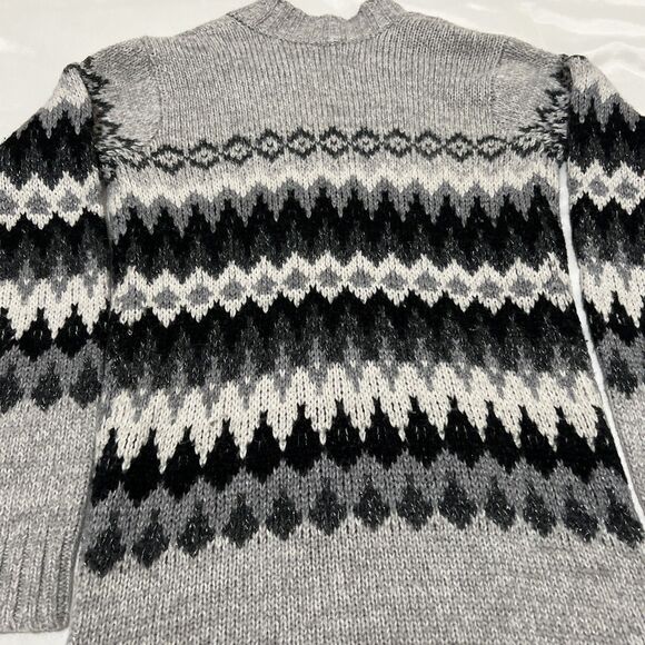 American Eagle Fair Isles Gray Print  Open front Cardigan Sweater Duster Women - Picture 11 of 12